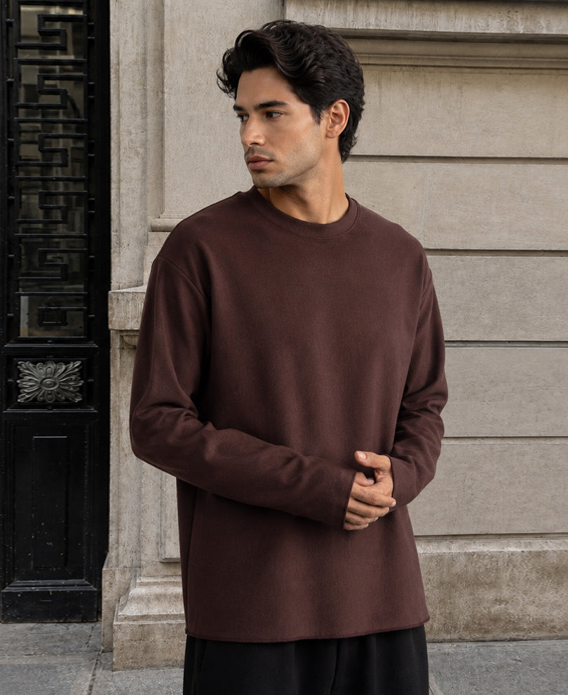 Brown Rib Knit T-Shirt