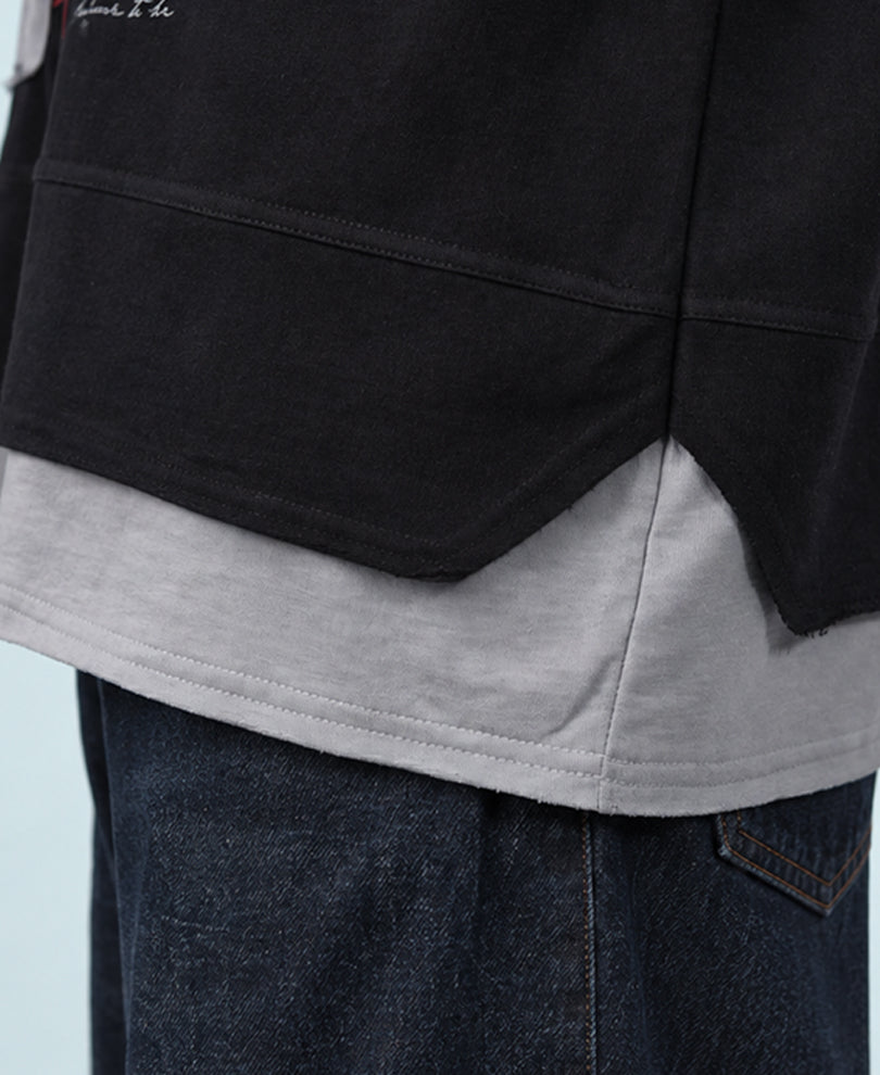 Black Double Layered Printed T-Shirt