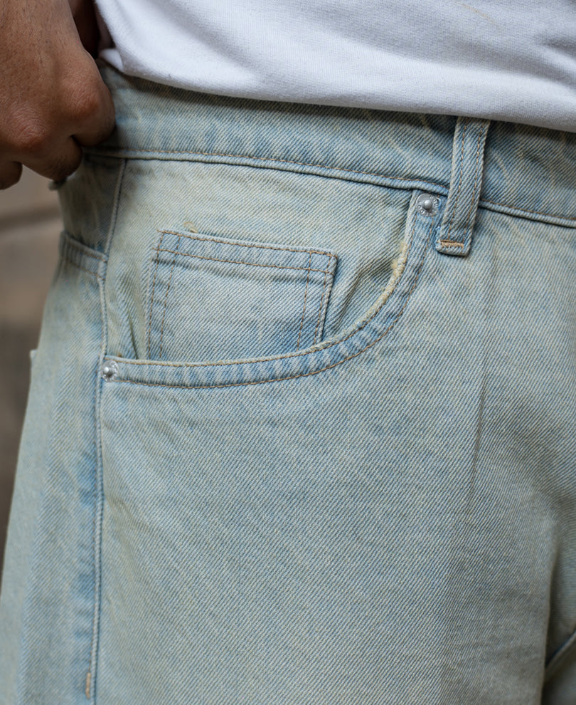 Tinted Blue Barrel Fit Jeans