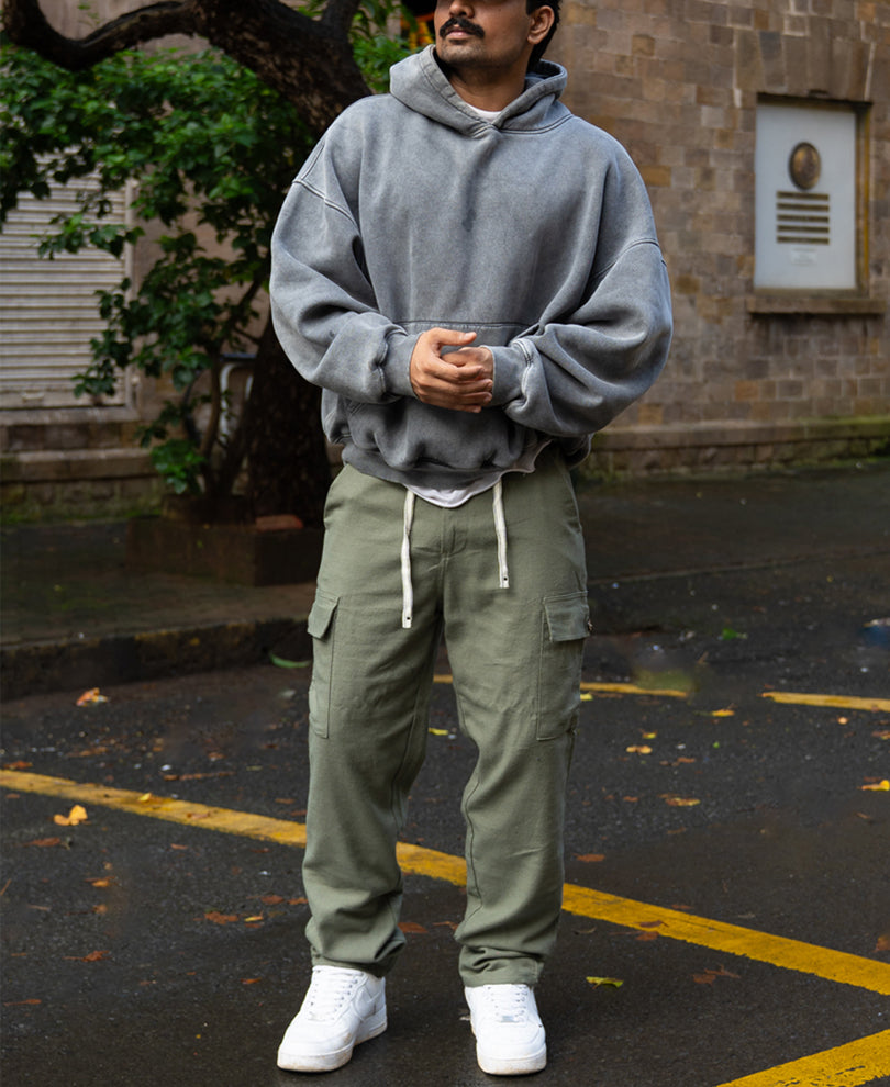 Olive Structured Linen Blend Trouser.