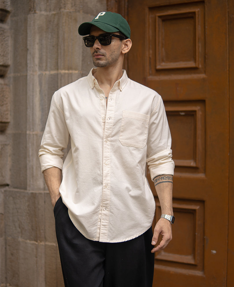 Cream Oxford Botton Down Shirt