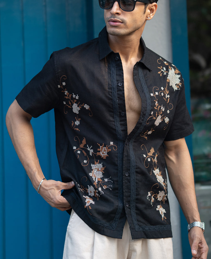 Black Embroidered Shirt.