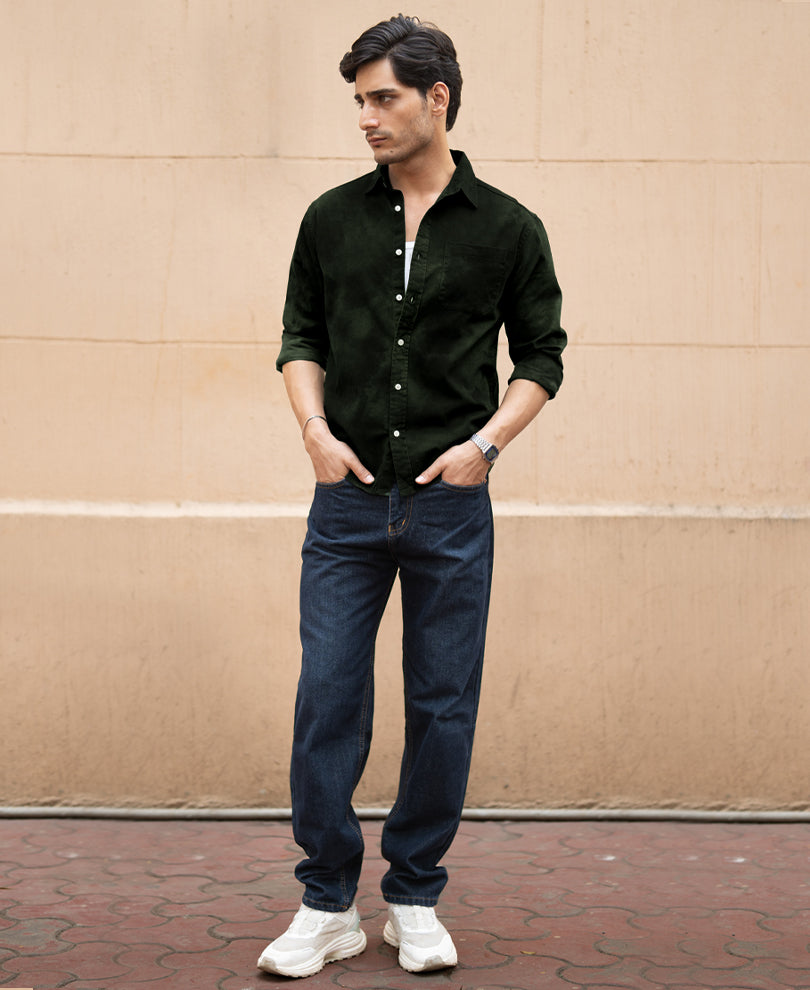 Dark Green Sprayed Shirt.