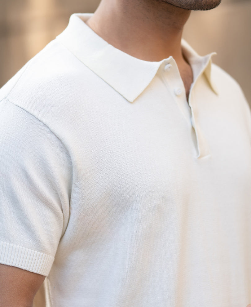 Yellow Ombre Knit Polo T-Shirt.