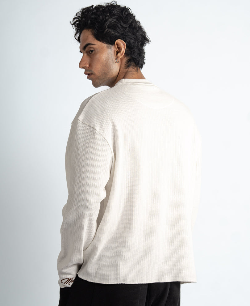 White Embroidered Structure T-Shirt