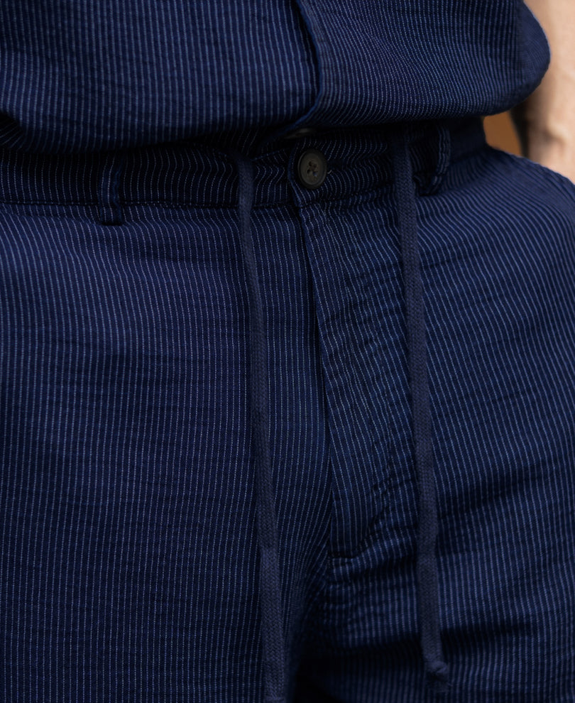 Navy Double Cloth Stripe Co-Ord Set.
