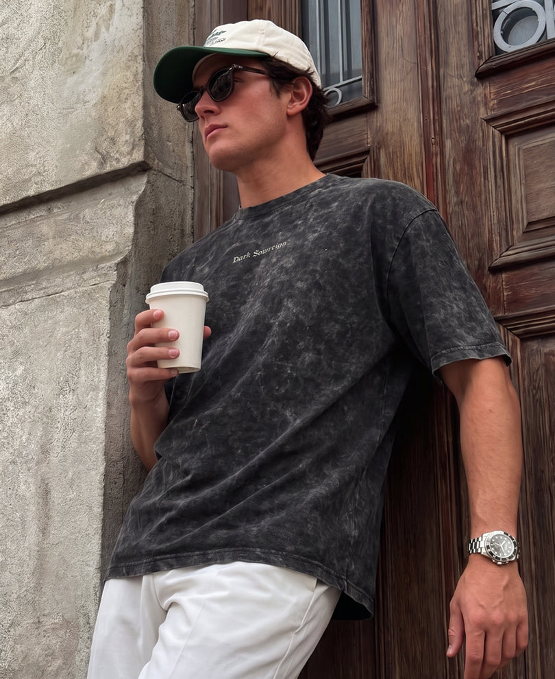 Black Washed Graphic T-Shirt 100% Cotton