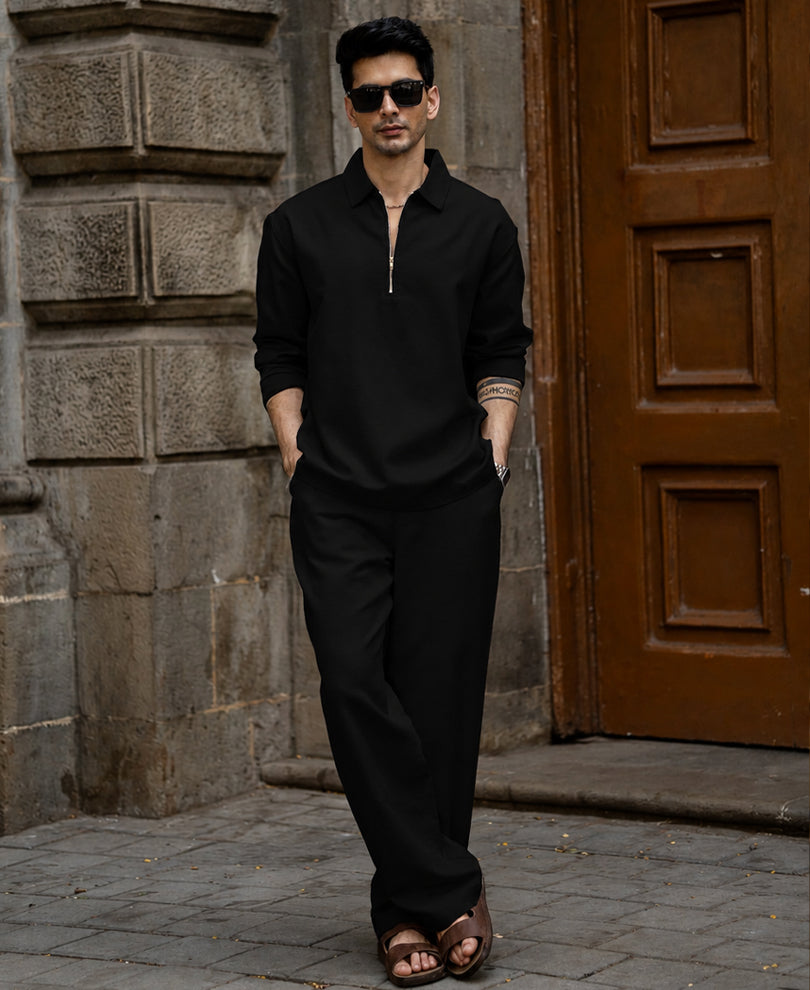 Black Structured Zipper Co-ord 100% Cotton