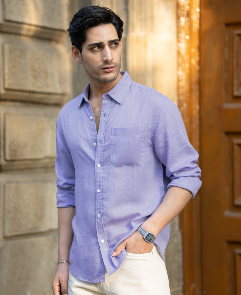 Lavender Linen Blend Shirt.