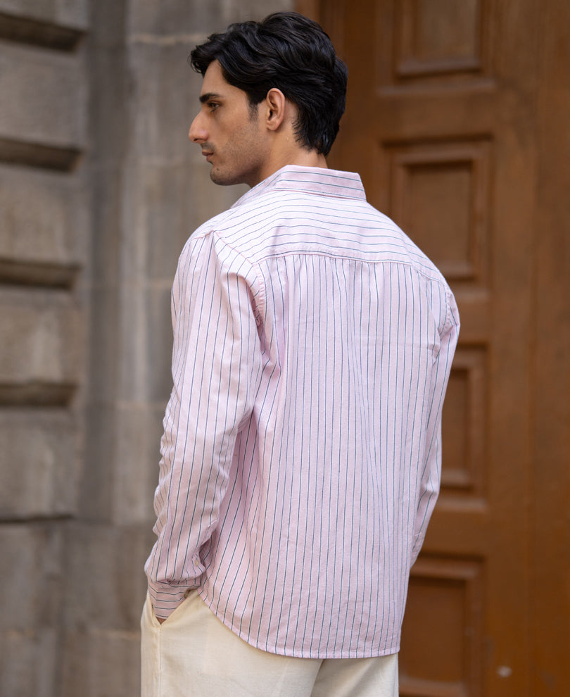 Pink Oxford Stripe Shirt 100% Cotton