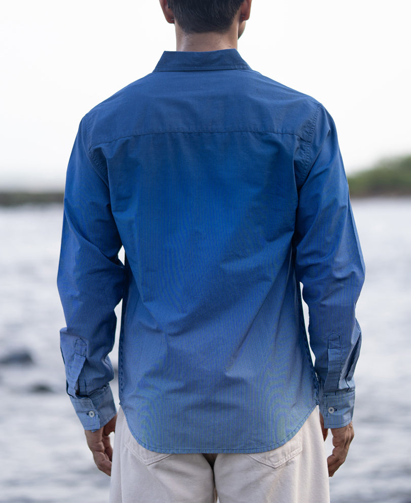 Dark Blue Ombre Stripe Shirt.