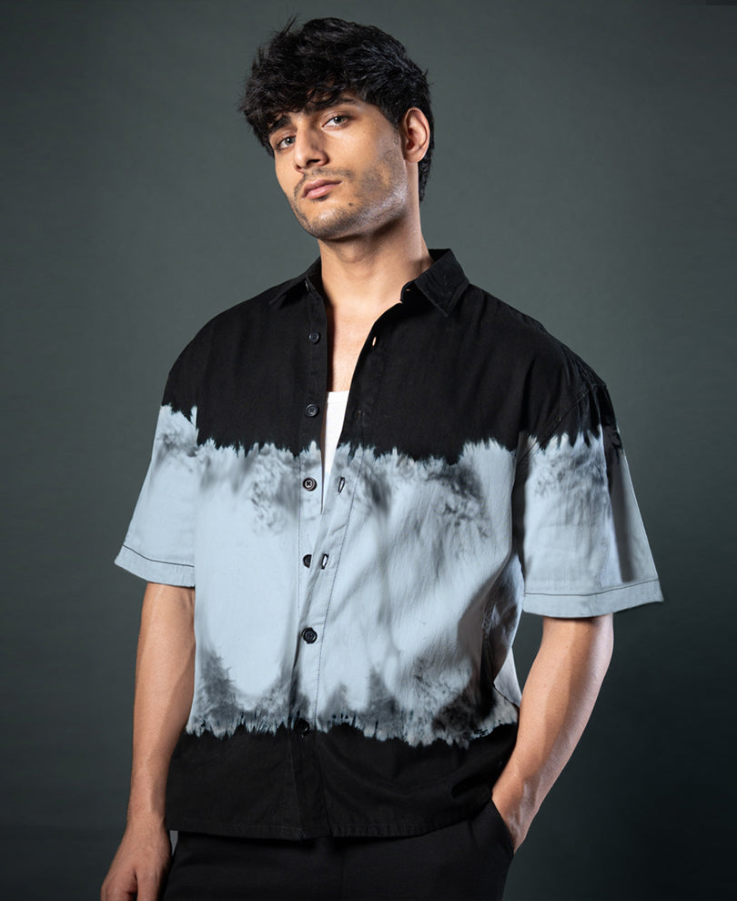Black Tie-Dye Boxy Shirt 100% Cotton