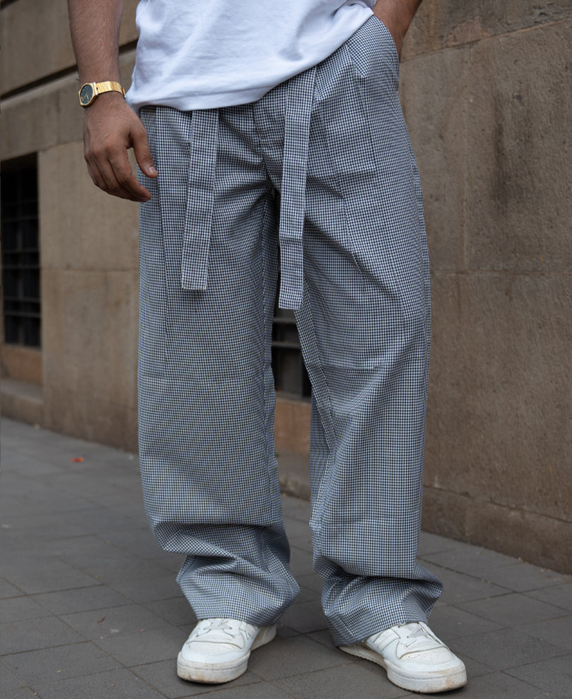 Black And White Micro Checks Trousers
