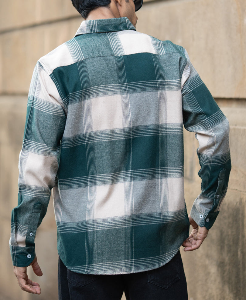 Green Lightweight Flannel Check Shirt.
