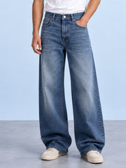 Mid Blue Washed Baggy Fit Jean