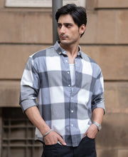 Grey Structured Checks Shirt.