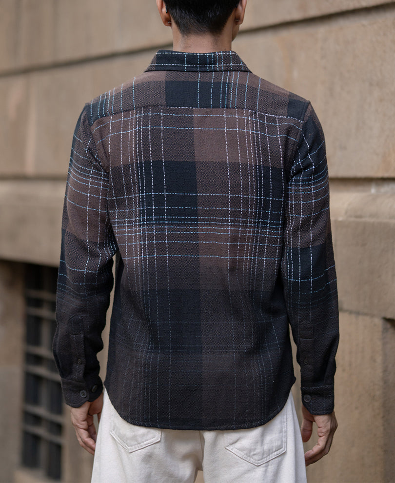 Brown Ombre Checks Shirt.