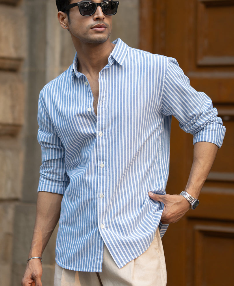 Blue Oxford Stripe Shirt.