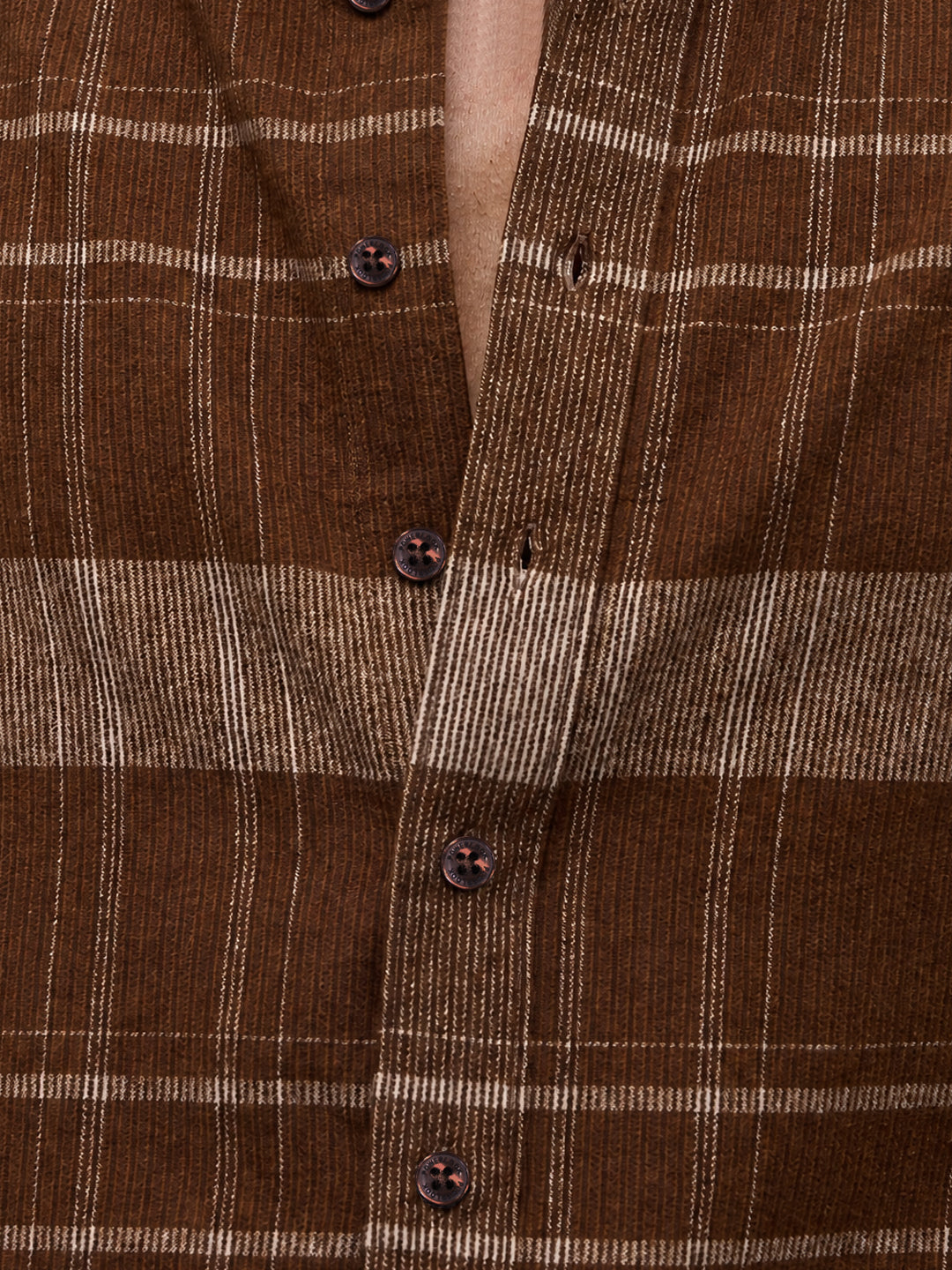 Brown Structured Checked Shirt