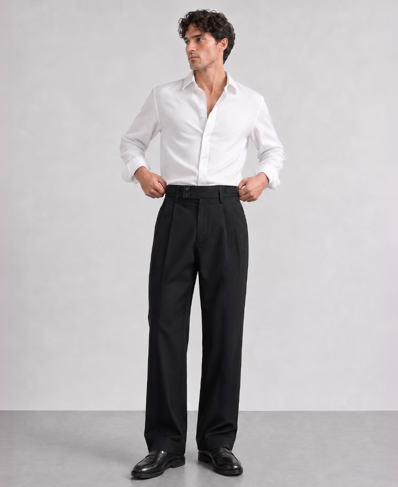 Black Pleated Gurkha Pants