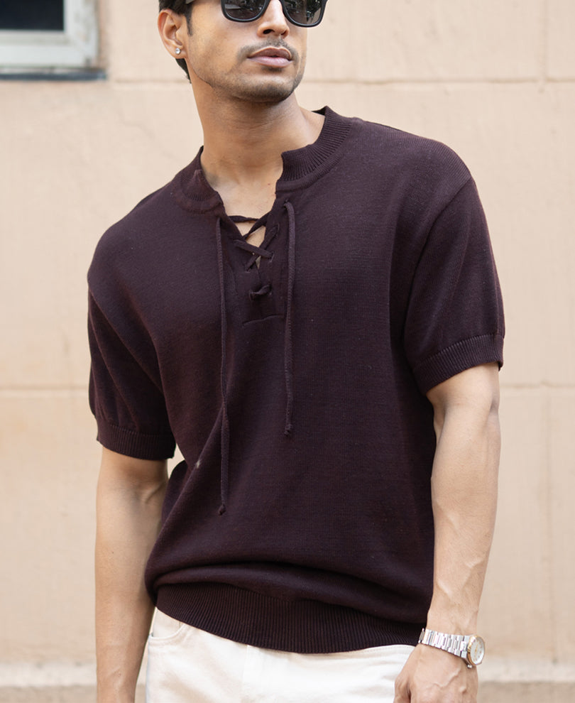 Wine Henley T-Shirt.