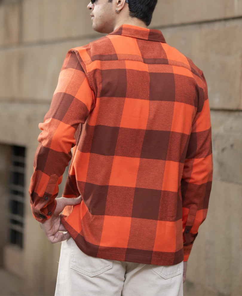 Rust Orange Checks Shirt.