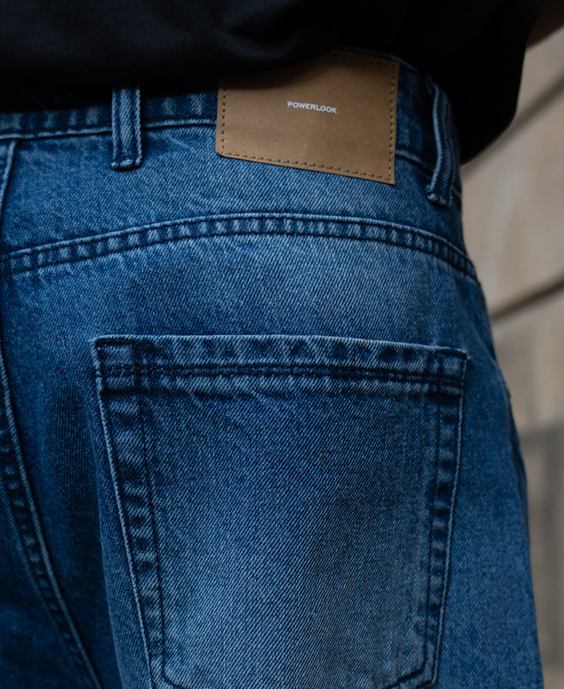 Mid Blue Washed Panel Jeans