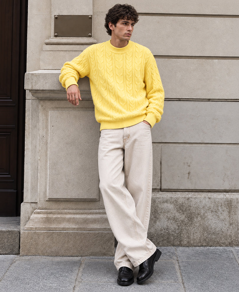 Yellow Cable Knit Sweater