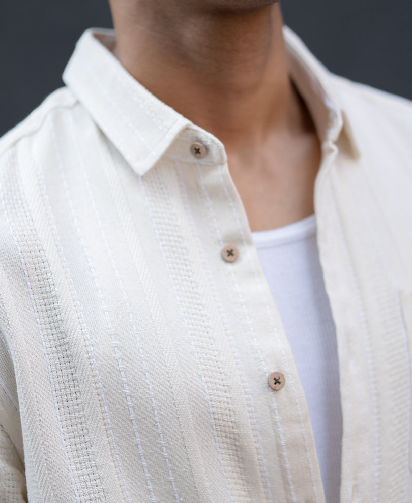 Off White Structure Stripe Shirt.