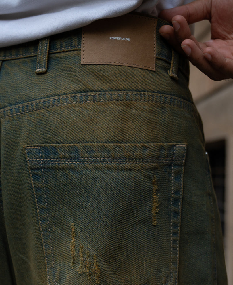 Tinted Blue Distressed Baggy Jeans