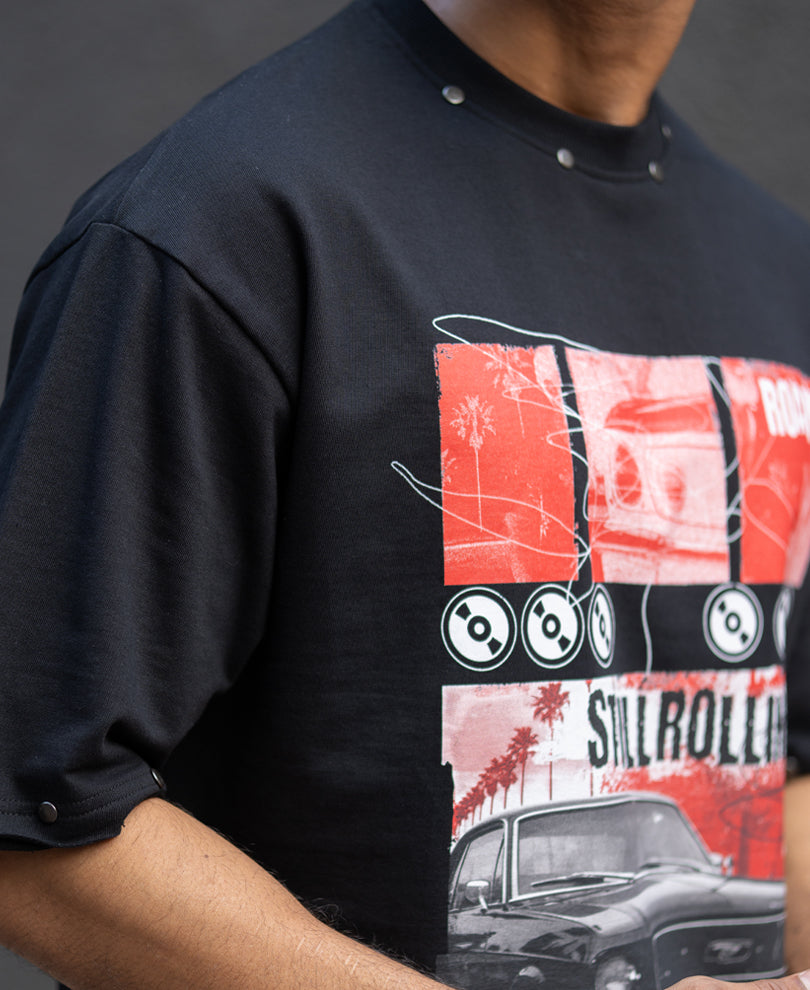 Black Graphic Stud T-Shirt.