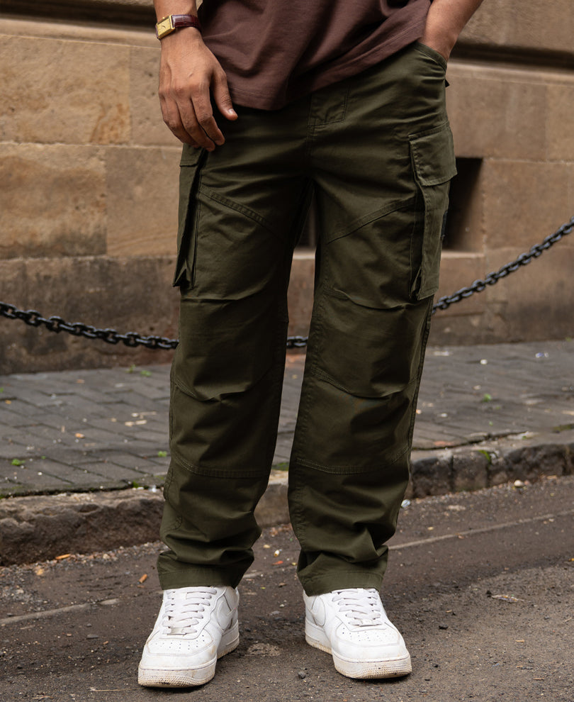 Olive Cotton Cargo Trouser.