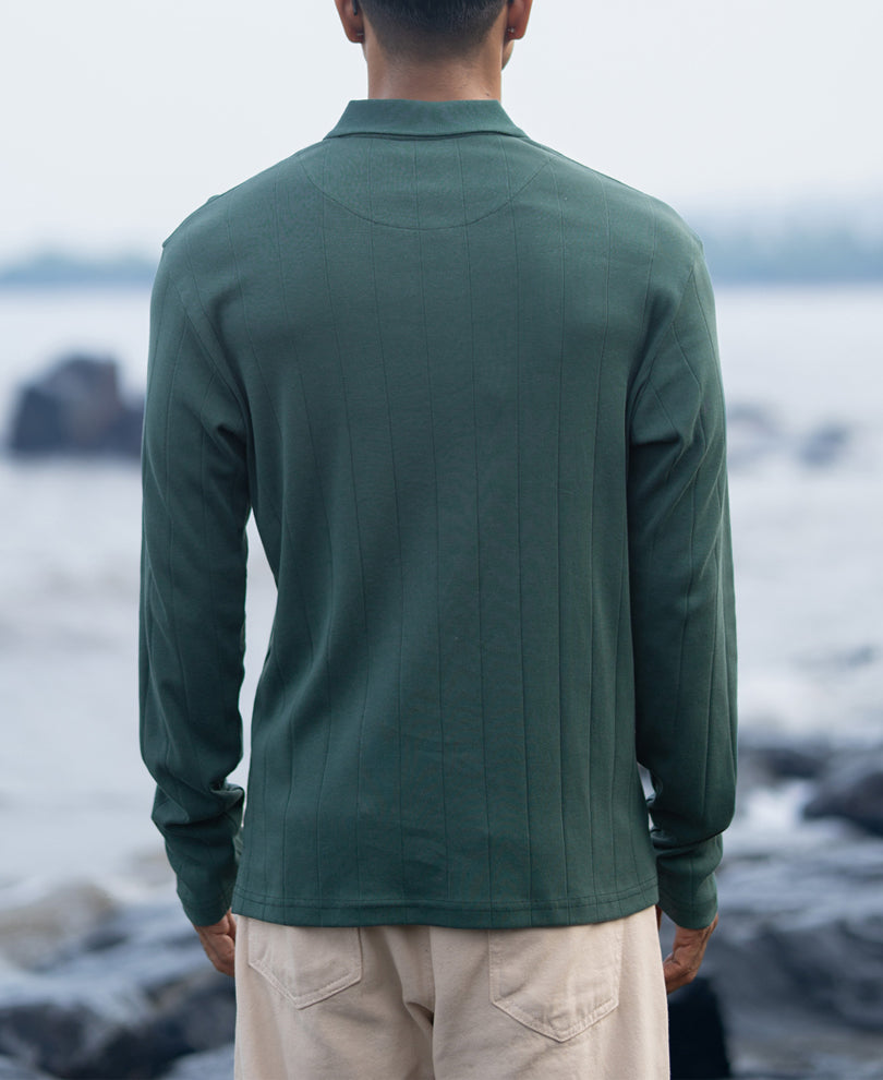 Green Regular Fit Full Sleeves T-Shirt.