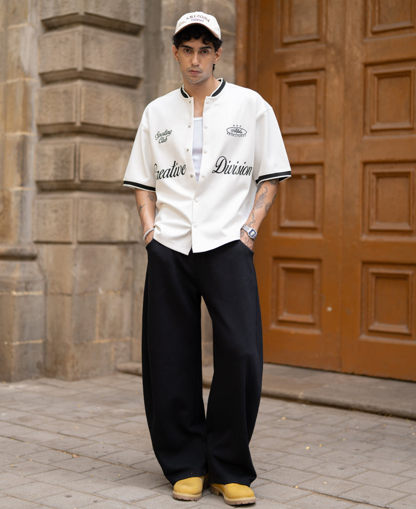White Embroidered Knit Shirt