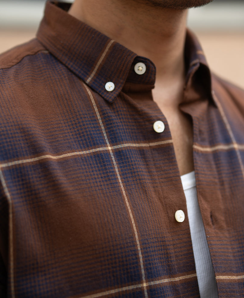 Brown Lightweight Checks Shirt.