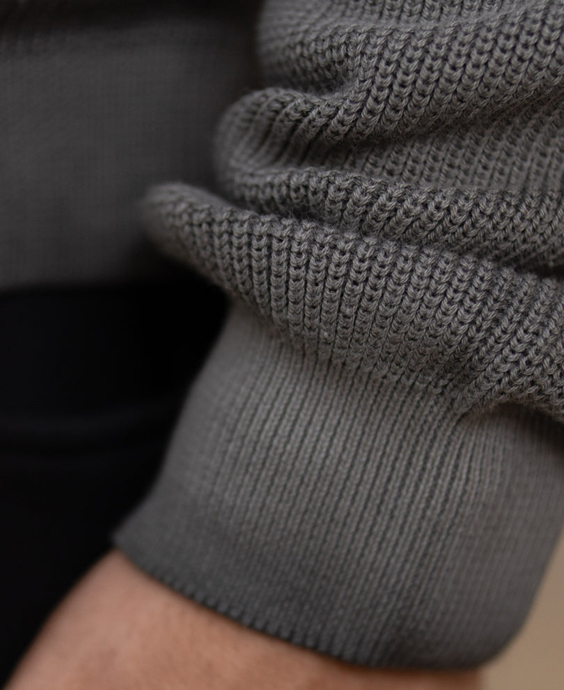 Grey Washed Printed Knit Jumper 100% Cotton