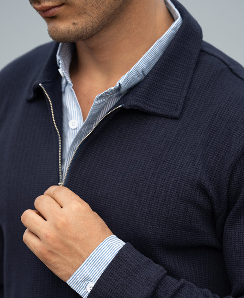 Navy Contrast Collar Polo T-Shirt.