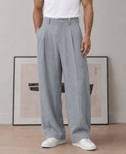 Grey Pleated Barrel Fit Trousers