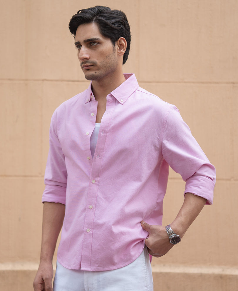 Pink Cotton Oxford Shirt.