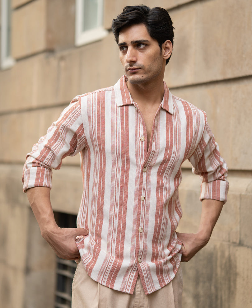 Rust Structure Stripe Shirt.
