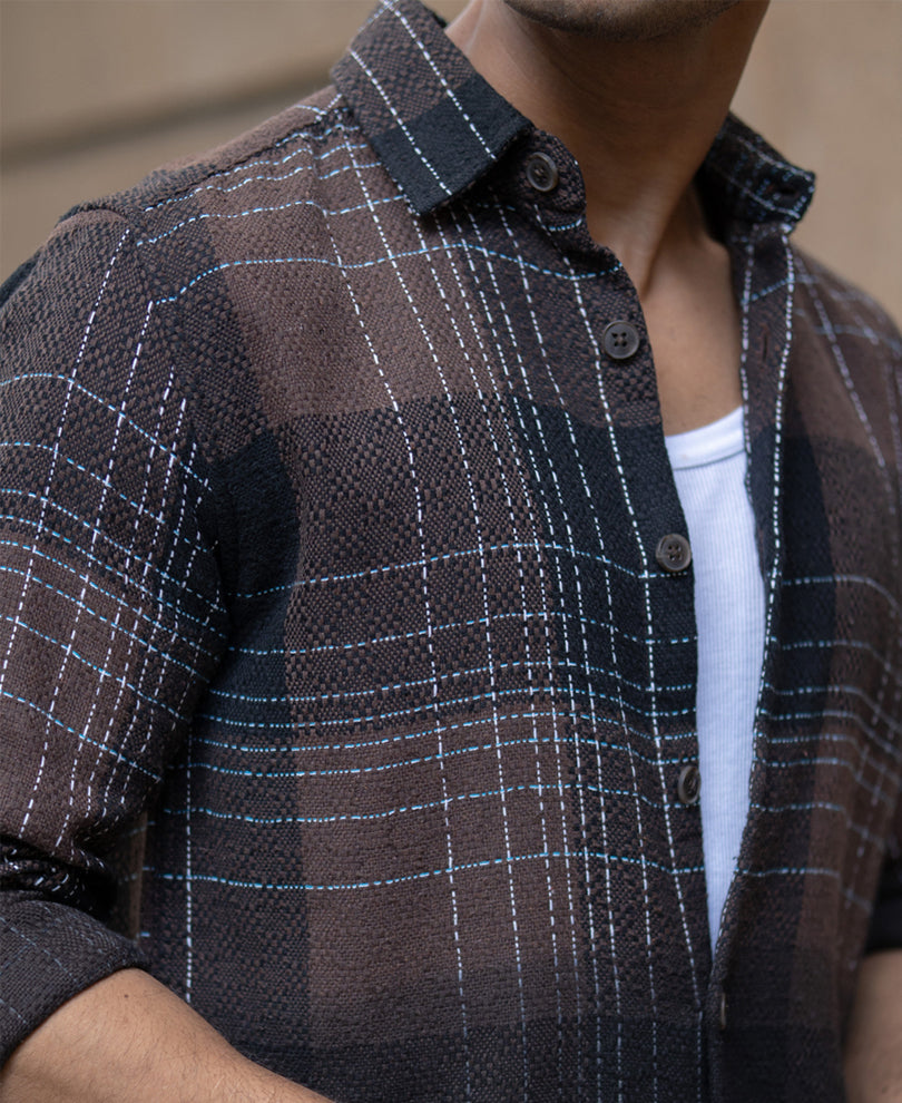 Brown Ombre Checks Shirt.