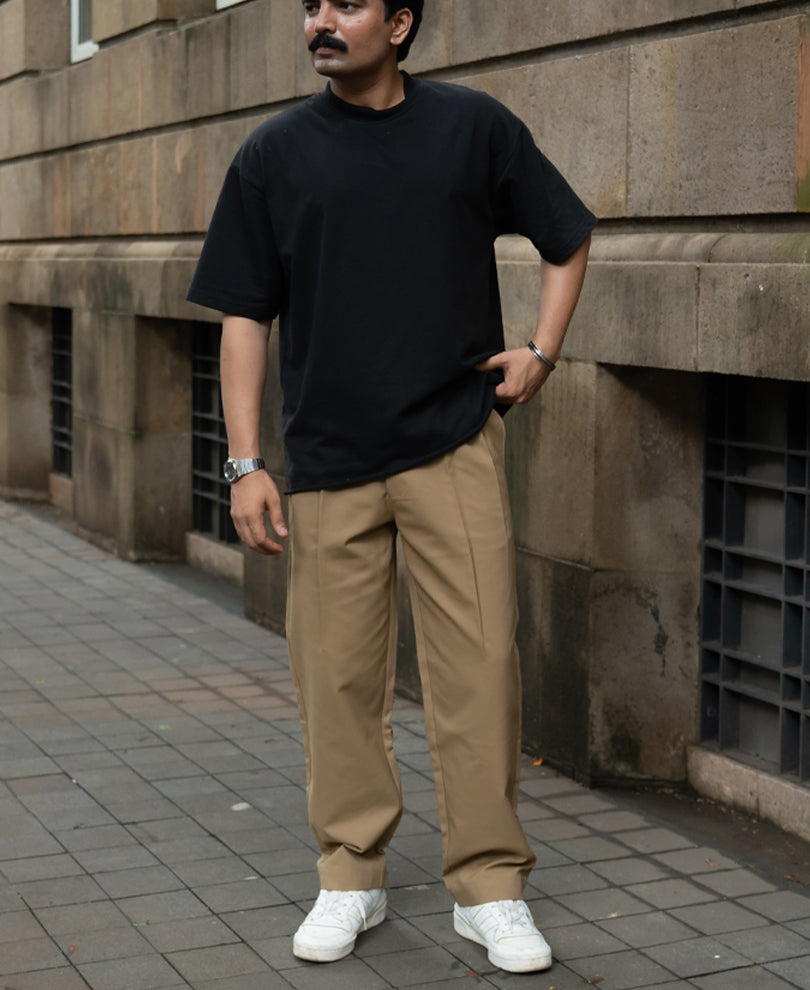 Beige Baggy Gurkha Trouser