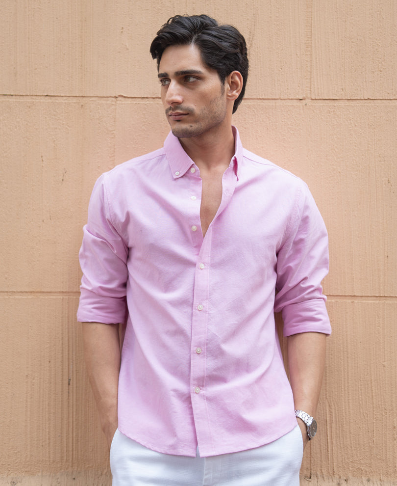 Pink Cotton Oxford Shirt.