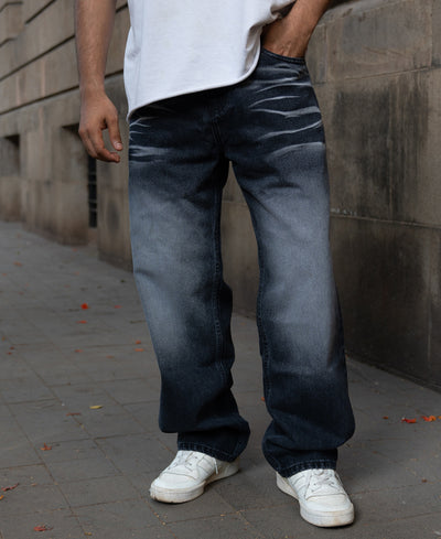 Dark Grey Washed Baggy Jeans