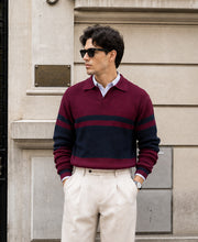 Wine Stripe Knit T-Shirt 100% Cotton