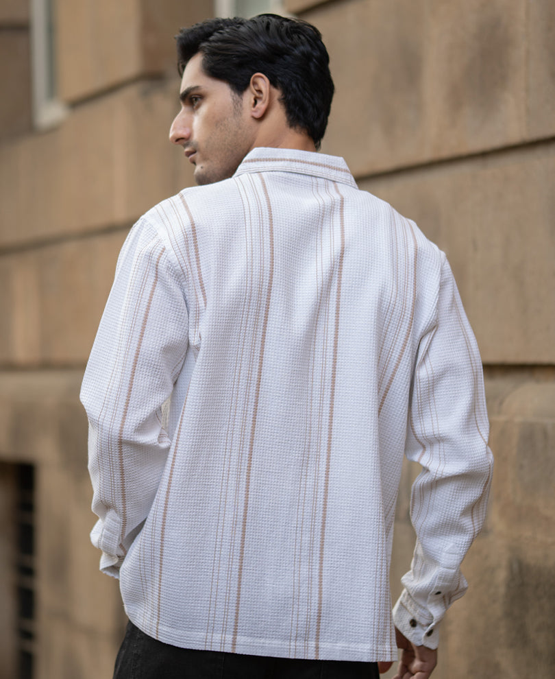 White Structured Striped Shirt.