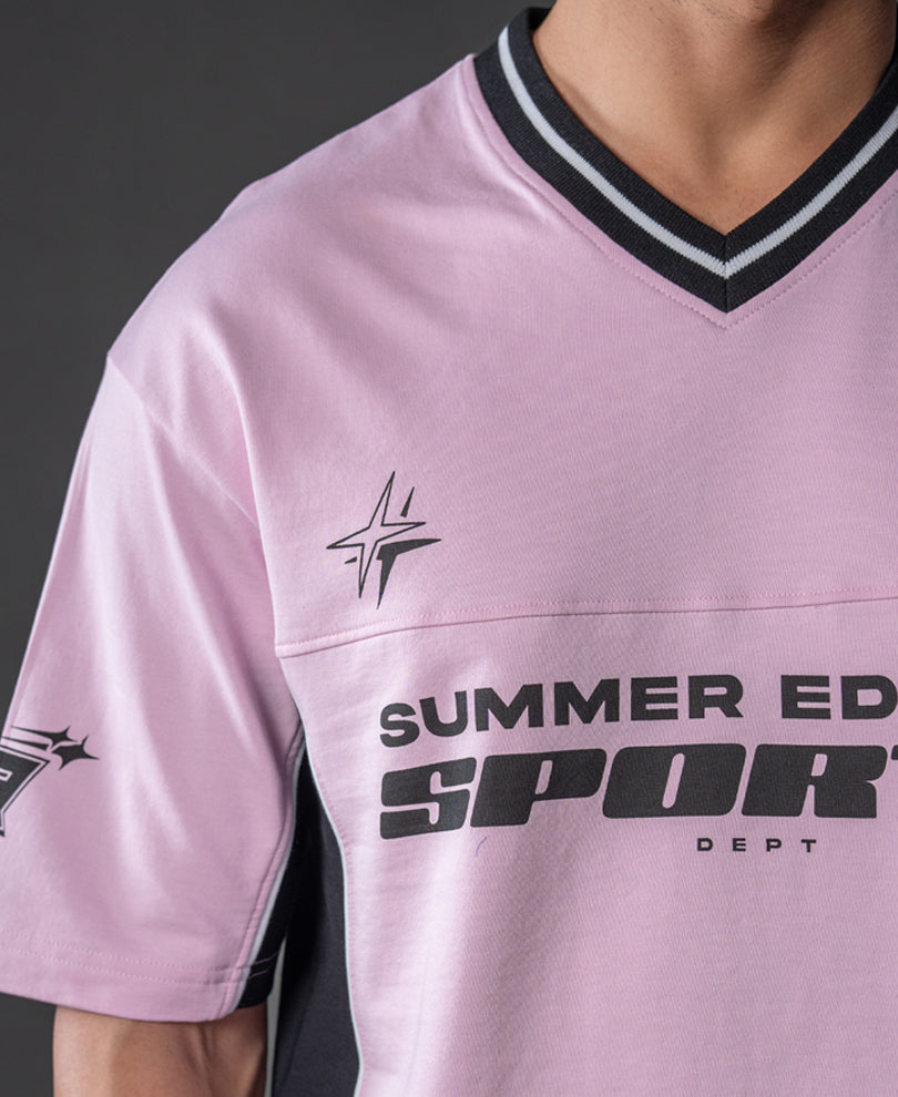 Light Pink Panelled Sport T-Shirt.