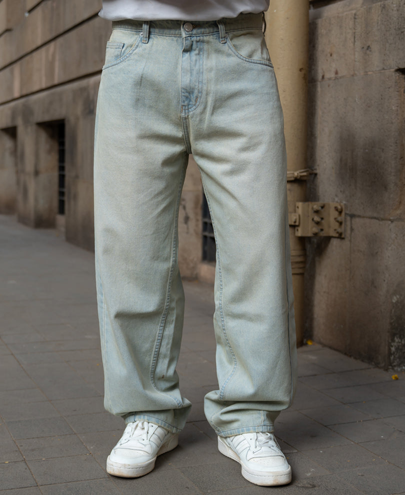 Tinted Blue Barrel Fit Jeans