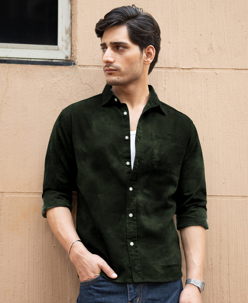 Dark Green Sprayed Shirt.