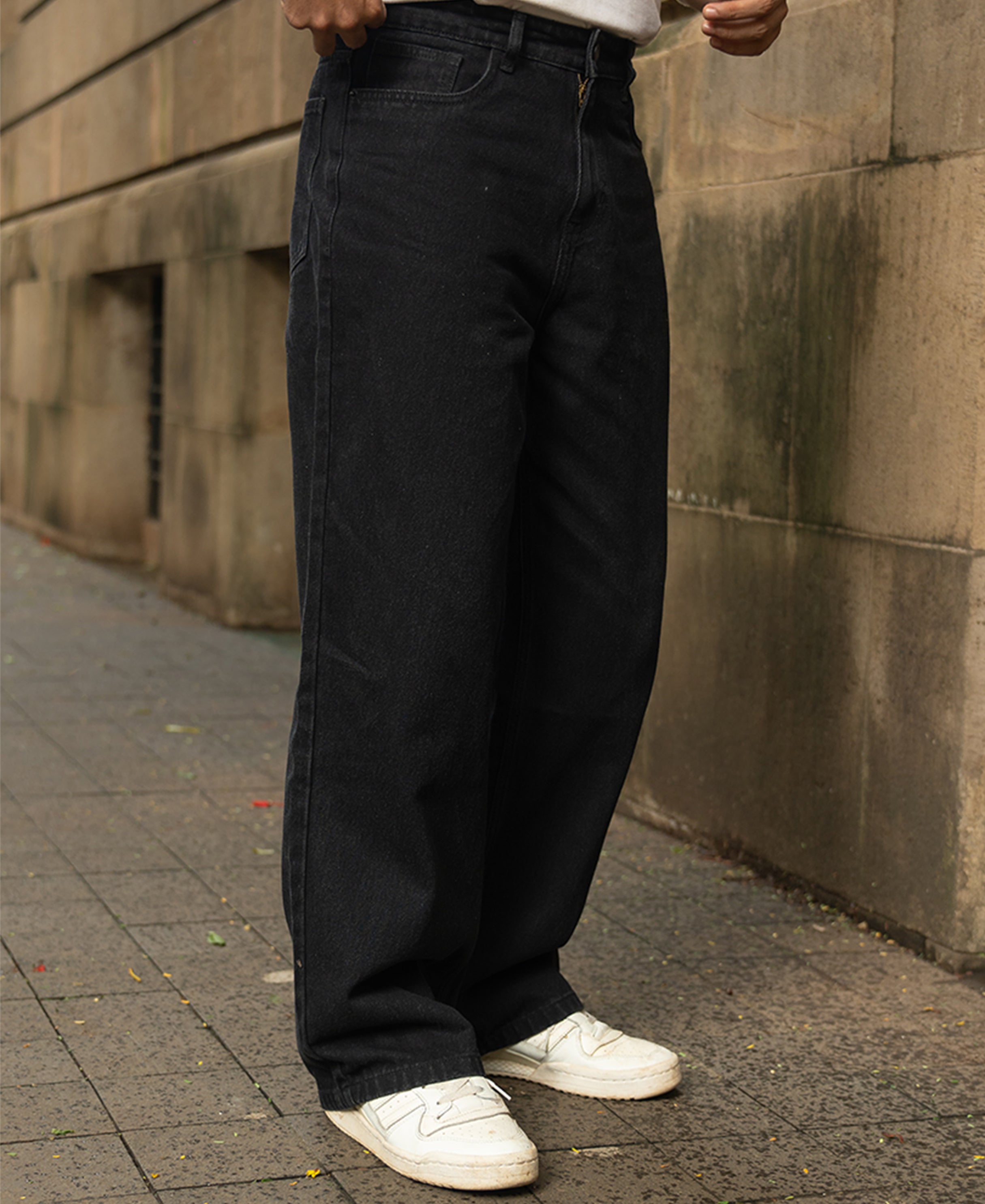 Black Washed Baggy Jeans